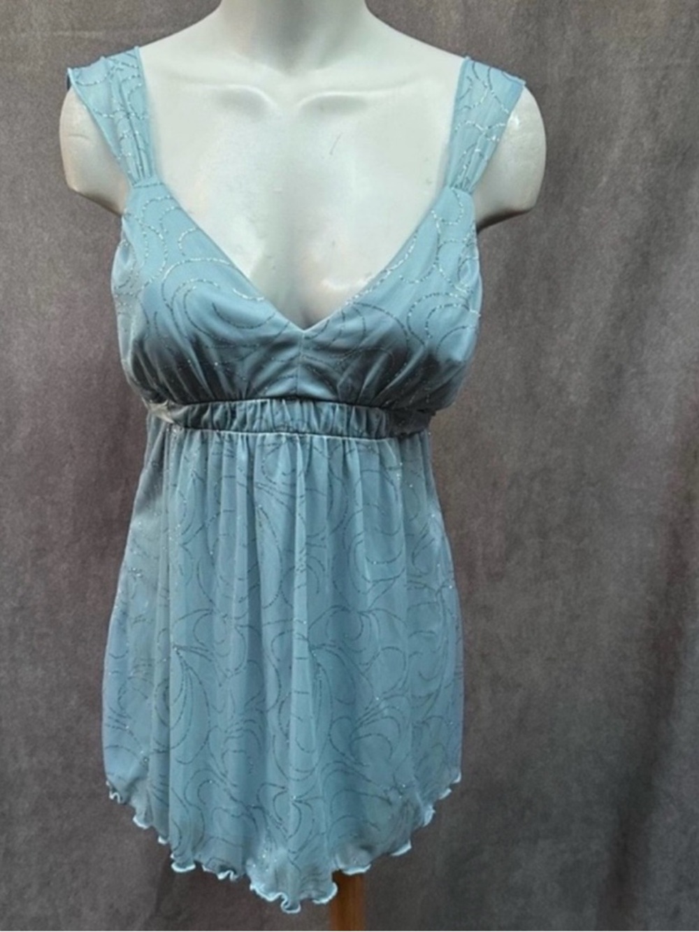 Y2K sparkly fairy tank top shirt size large blue Studio Y